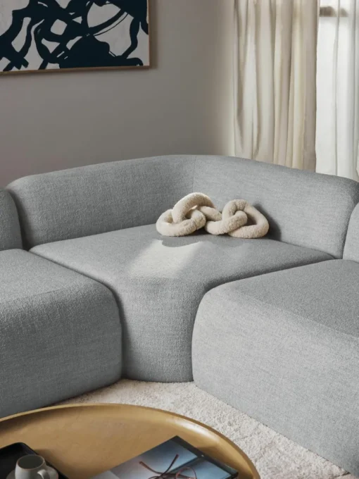 Afgeronde hoekmodule Wolke van bouclé