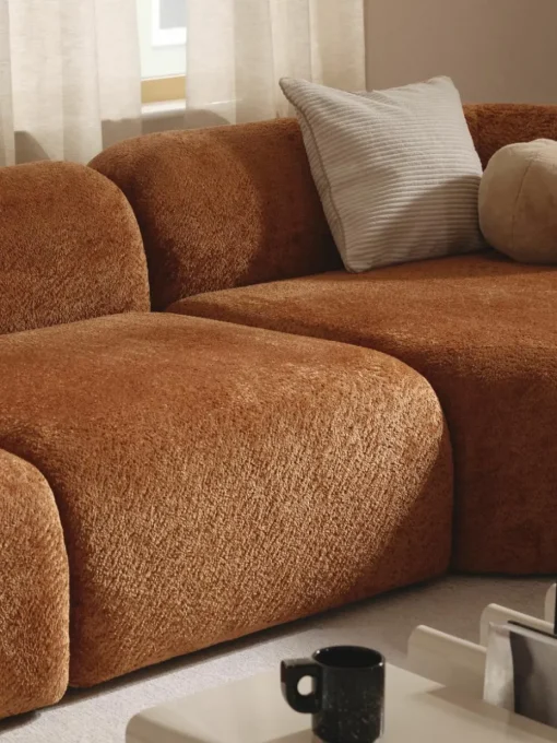 Afgeronde hoekmodule Wolke van teddy-bouclé
