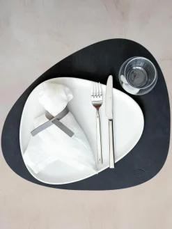 Asymmetrische leren placemats Curve, 4 stuks
