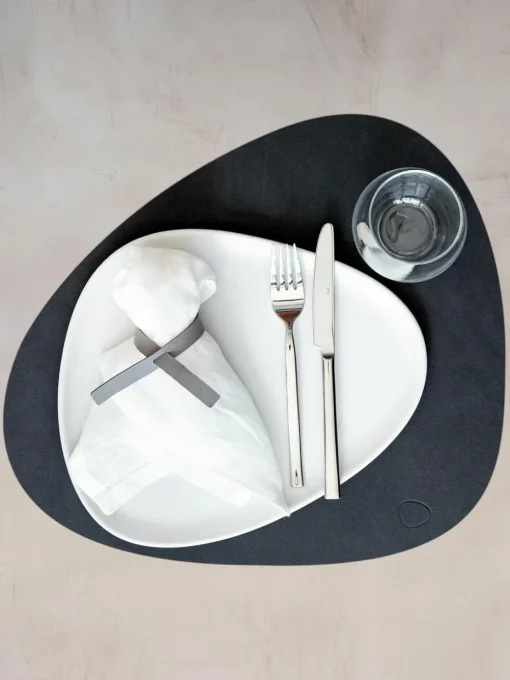 Asymmetrische leren placemats Curve, 4 stuks