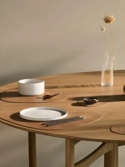 Asymmetrische leren placemats Curve, 4 stuks