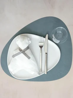 Asymmetrische leren placemats Curve, 4 stuks