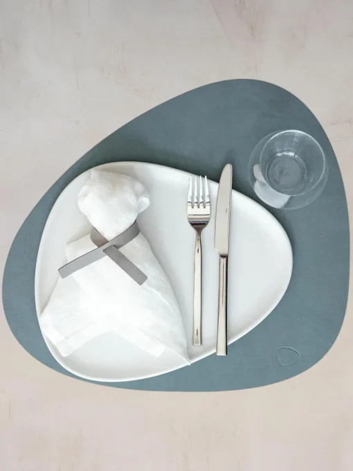 Asymmetrische leren placemats Curve, 4 stuks