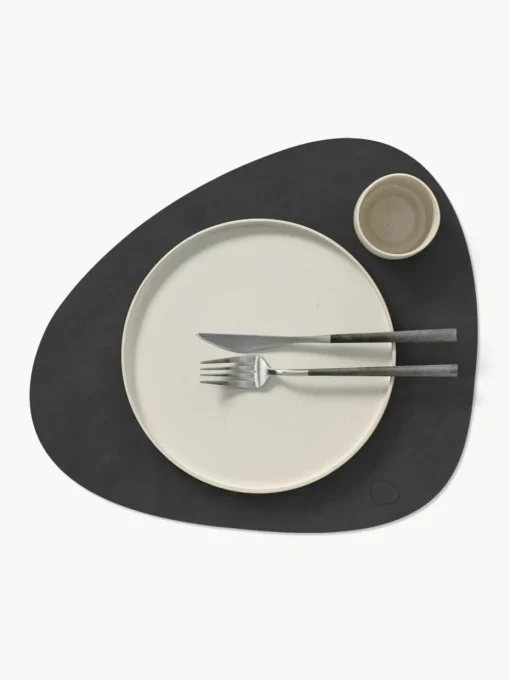 Asymmetrische leren placemats Curve, 4 stuks