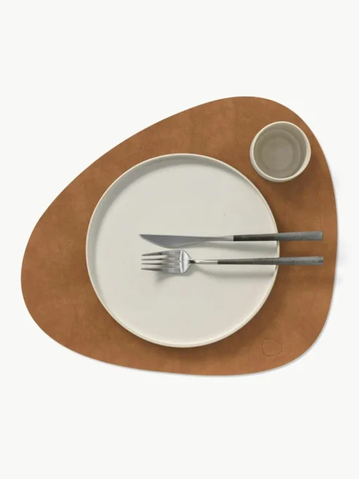 Asymmetrische leren placemats Curve, 4 stuks
