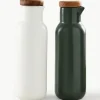 Azijn- en olie-dispenser Essentials van porselein en acaciahout, set van 2
