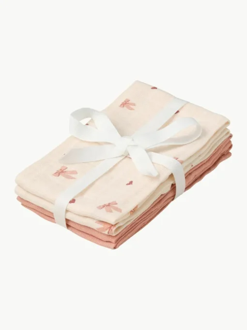 Babymousseline doekjes Bows van biokatoen, set van 4