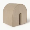 Beklede poef Curved uit nubuckleer