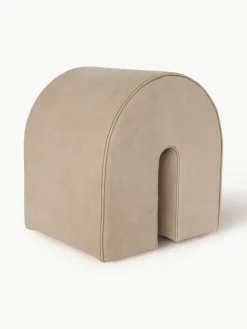Beklede poef Curved uit nubuckleer
