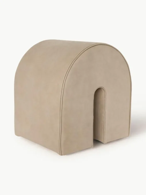 Beklede poef Curved uit nubuckleer