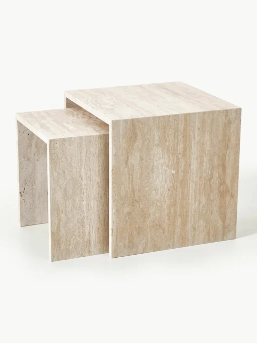 Bijzettafel Varu uit travertijn, 2-delig