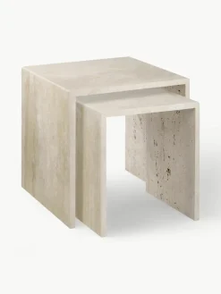 Bijzettafel Varu uit travertijn, 2-delig