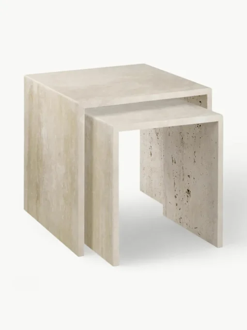 Bijzettafel Varu uit travertijn, 2-delig