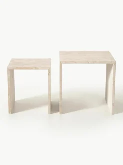 Bijzettafel Varu uit travertijn, 2-delig