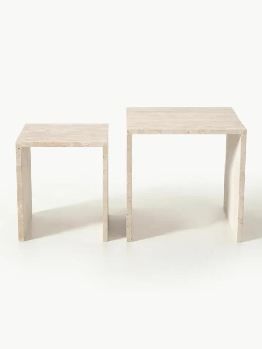 Bijzettafel Varu uit travertijn, 2-delig