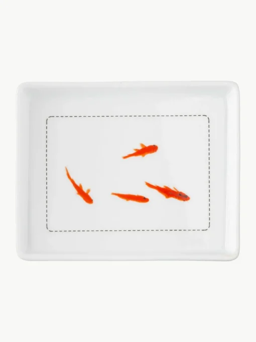 Botervloot Fische met reliëf en goudvis op de bodem