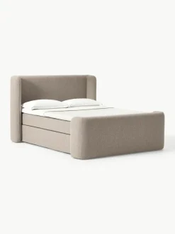 Bouclé boxspring bed Perla