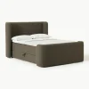 Bouclé boxspring bed Perla met opbergruimte