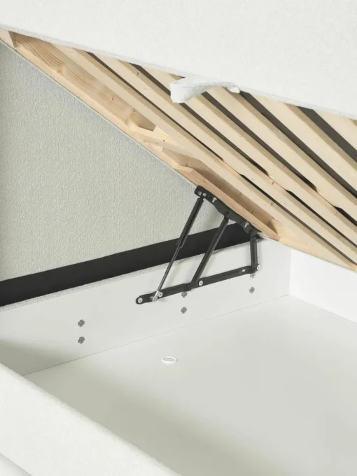 Bouclé boxspring bed Perla met opbergruimte