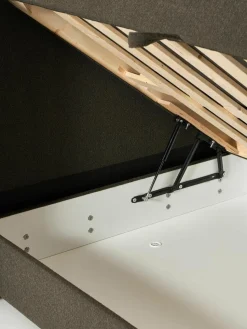 Bouclé boxspring bed Perla met opbergruimte