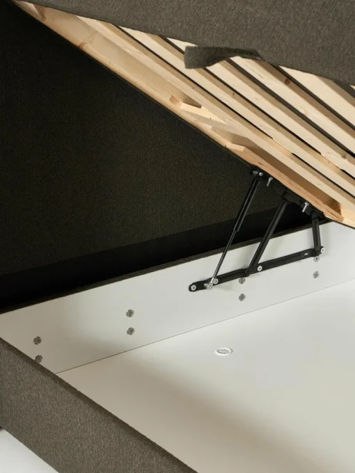 Bouclé boxspring bed Perla met opbergruimte