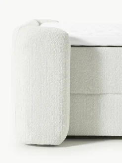 Bouclé boxspring bed Perla met opbergruimte