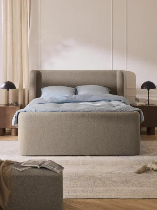Bouclé boxspring bed Perla