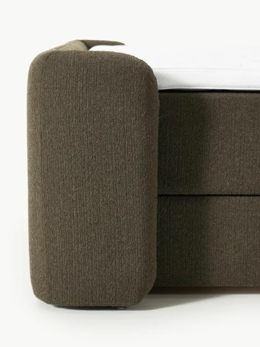 Bouclé boxspring bed Perla met opbergruimte
