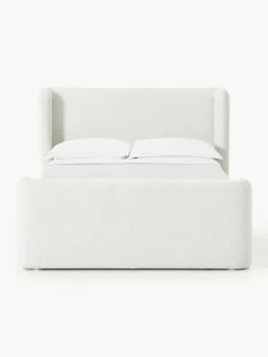 Bouclé boxspring bed Perla met opbergruimte