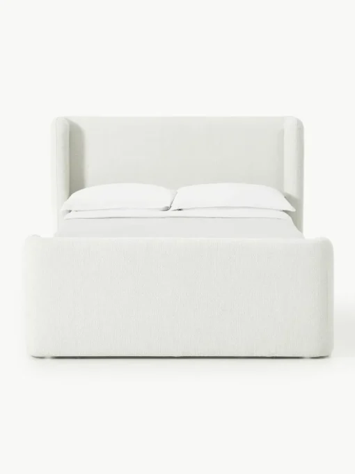 Bouclé boxspring bed Perla met opbergruimte