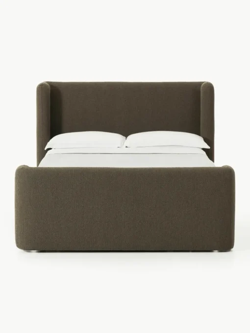 Bouclé boxspring bed Perla met opbergruimte