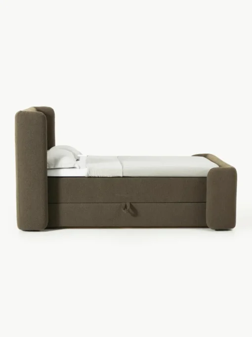 Bouclé boxspring bed Perla met opbergruimte