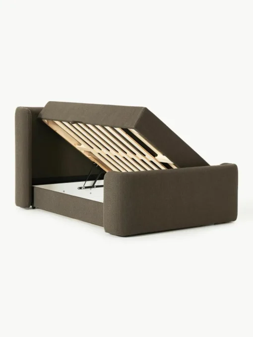 Bouclé boxspring bed Perla met opbergruimte