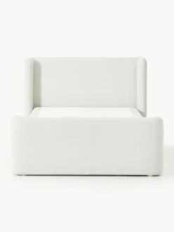 Bouclé boxspring bed Perla met opbergruimte