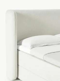 Bouclé boxspring bed Perla met opbergruimte