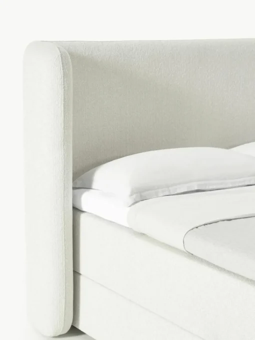 Bouclé boxspring bed Perla met opbergruimte