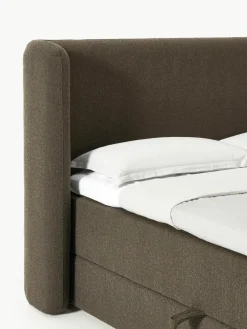 Bouclé boxspring bed Perla met opbergruimte