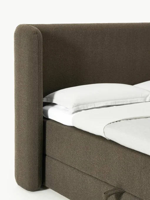 Bouclé boxspring bed Perla met opbergruimte
