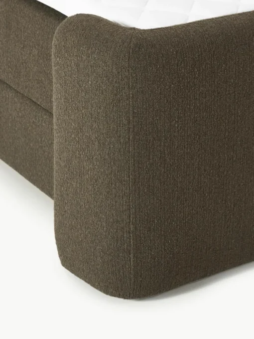 Bouclé boxspring bed Perla met opbergruimte