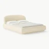 Bouclé gestoffeerd bed Alba met afgeronde hoeken