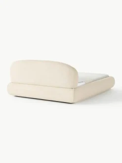 Bouclé gestoffeerd bed Alba met afgeronde hoeken