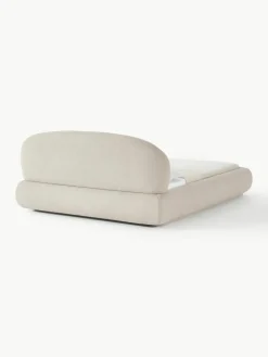 Bouclé gestoffeerd bed Alba met afgeronde hoeken
