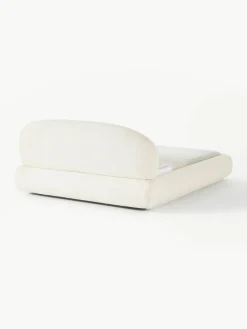 Bouclé gestoffeerd bed Alba met afgeronde hoeken