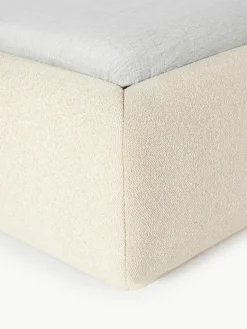 Bouclé gestoffeerd bed Alba met afgeronde hoeken