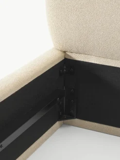 Bouclé gestoffeerd bed Alba met afgeronde hoeken