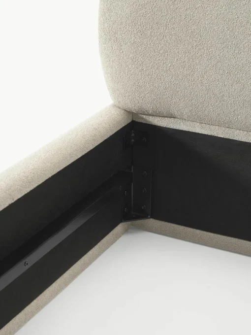 Bouclé gestoffeerd bed Alba met afgeronde hoeken