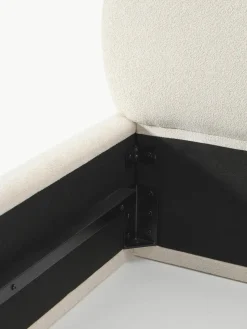 Bouclé gestoffeerd bed Alba met afgeronde hoeken