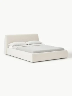 Bouclé gestoffeerd bed Cloud met opbergruimte