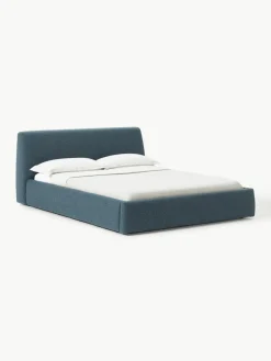 Bouclé gestoffeerd bed Cloud met opbergruimte