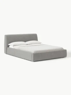 Bouclé gestoffeerd bed Cloud met opbergruimte